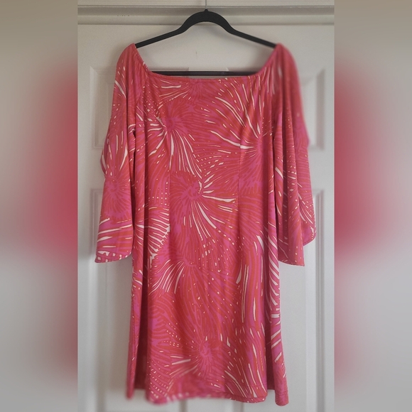 La Mer Luxe Pink & White Abstract Print Resort Dress - Size L - Picture 2 of 6